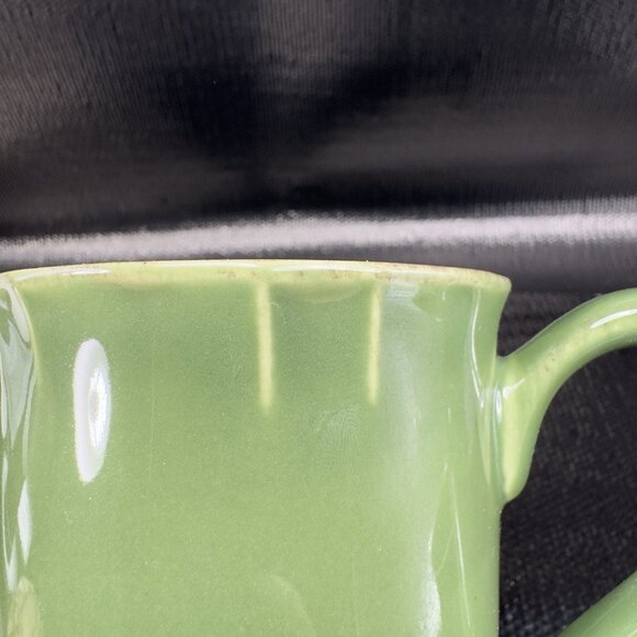 Pierre Deux Ceramic Coffee Mug Cup Set 2 Green Glaze Mugs Cups France Vintage - Picture 9 of 15